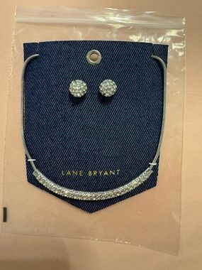 Lane Bryant Silver Crystal Tennis Necklace